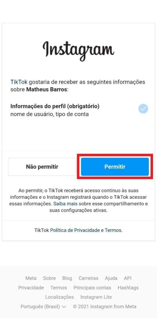 Print do aplicativo do TikTok para Android 