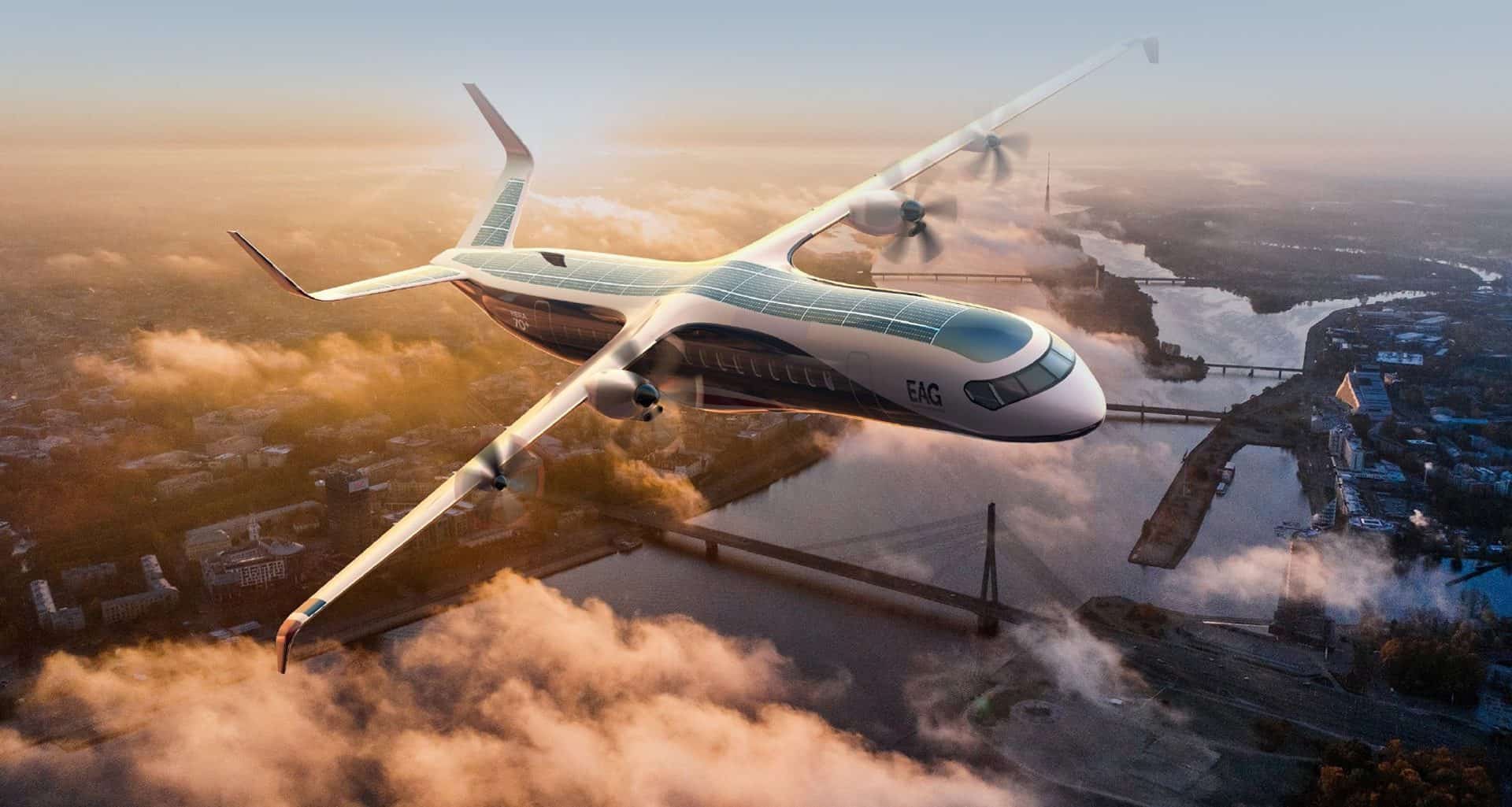 Ilustração da aeronave elétrica a hidrogênio com 90 lugares