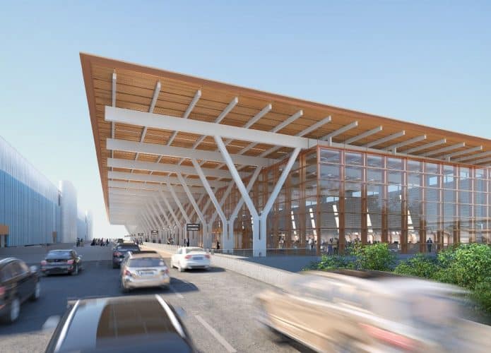 Renderização em 3D do novo terminal no aeroporto internacional de Kansas