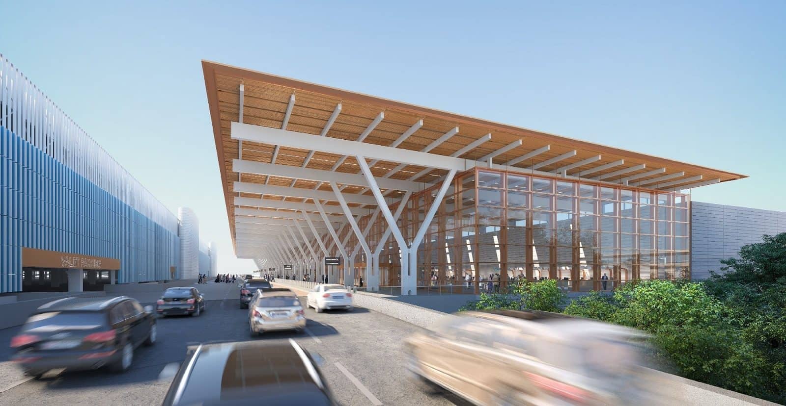 Renderização em 3D do novo terminal no aeroporto internacional de Kansas