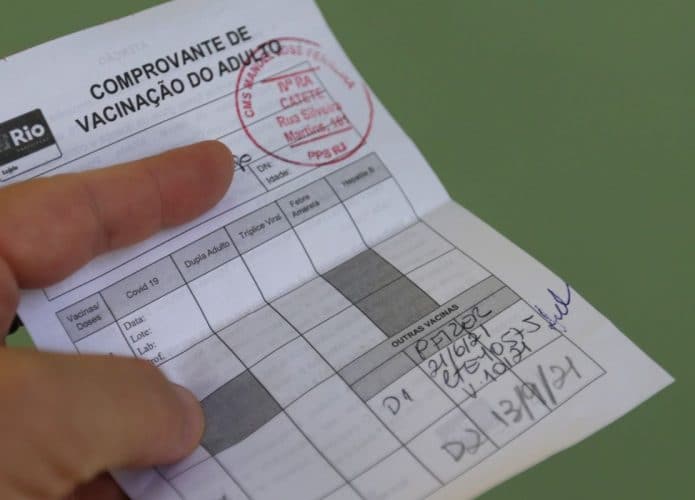 Comprovante de vacinação no Rio de Janeiro