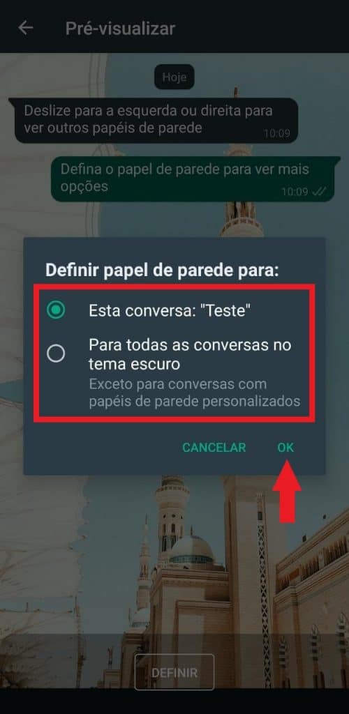 Print do aplicativo do WhatsApp em celular android