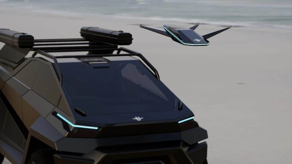 Drone acompanhando a Thundertruck