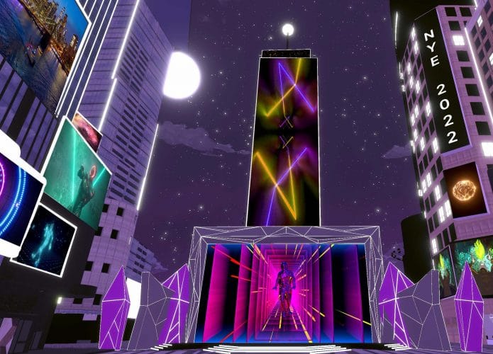 A principal praça de Nova York no metaverso Decentraland.