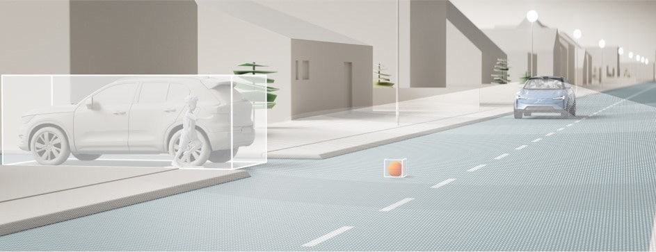 ilustração do carro da Volvo com assistência ao motorista