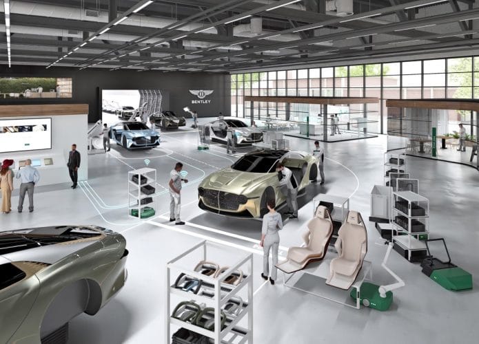 Ilustração da Bentley remetendo a produção de carro elétrico