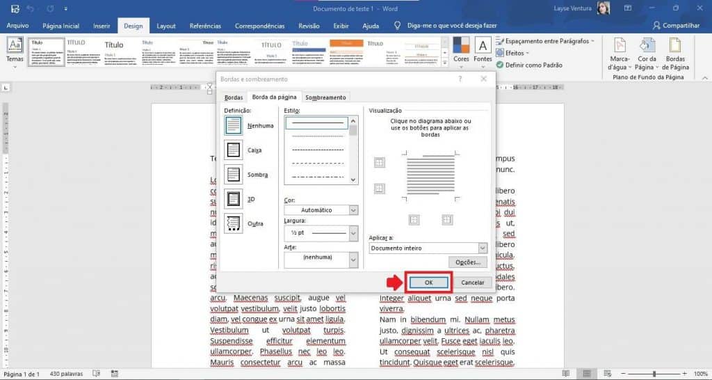 Como adicionar borda no Word Online