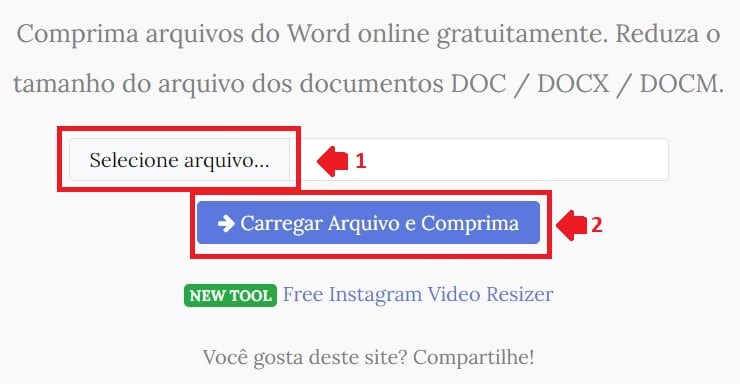 Comprimir arquivo para Word Online