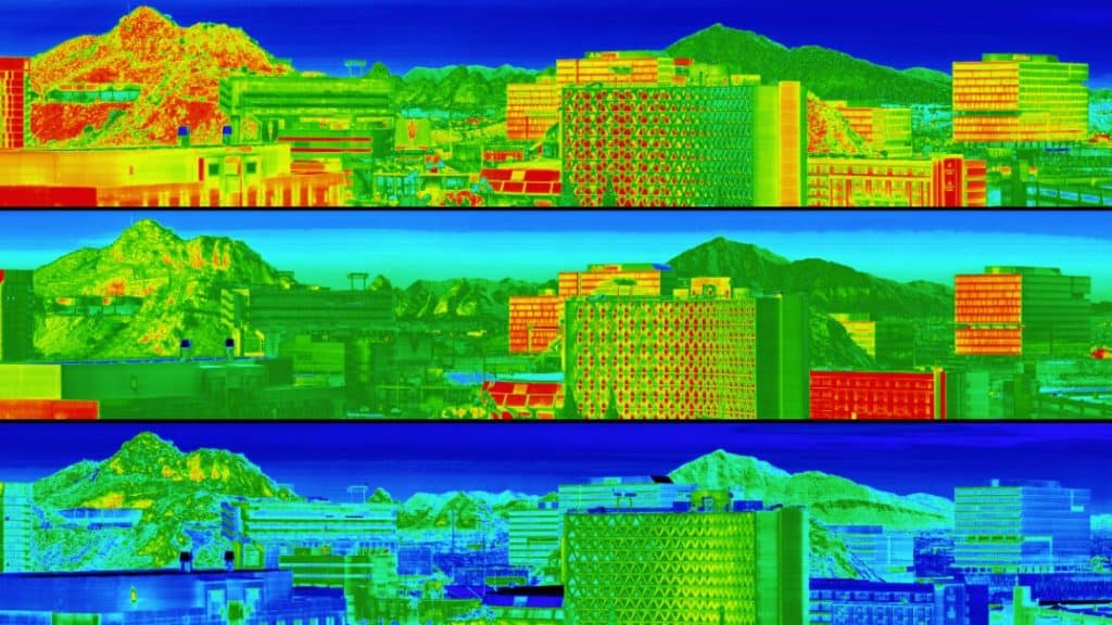 Imagens térmicas do complexo onde está a Universidade do Arizona servem como prova da eficácia do E-THEMIS, instrumento de sonda que vai investigar uma das luas de Júpiter