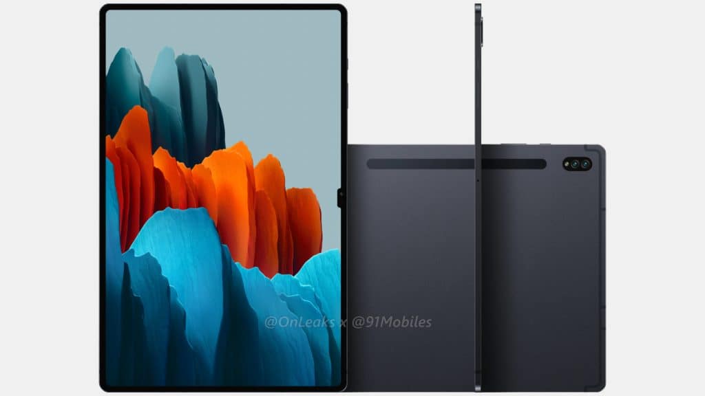 Imagem renderizada do Galaxy Tab S8 com notch