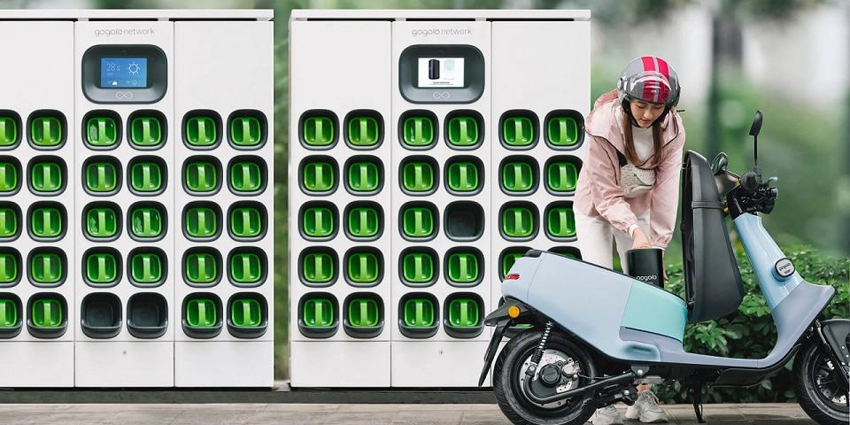 Estação da Gogoro de troca de bateria para scooters