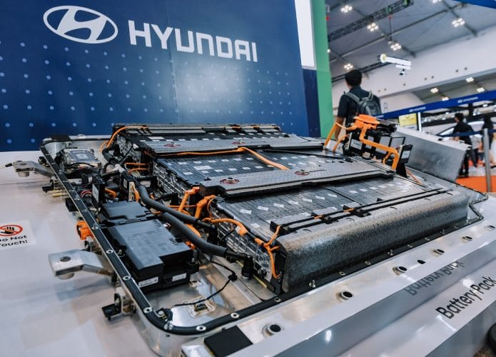 Bateria elétrica utilizada em um carro da Hyundai