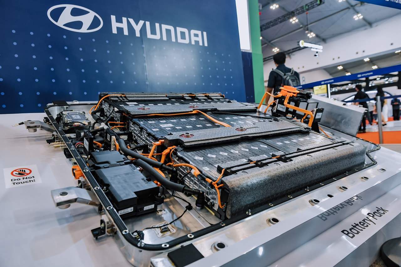 Bateria elétrica utilizada em um carro da Hyundai