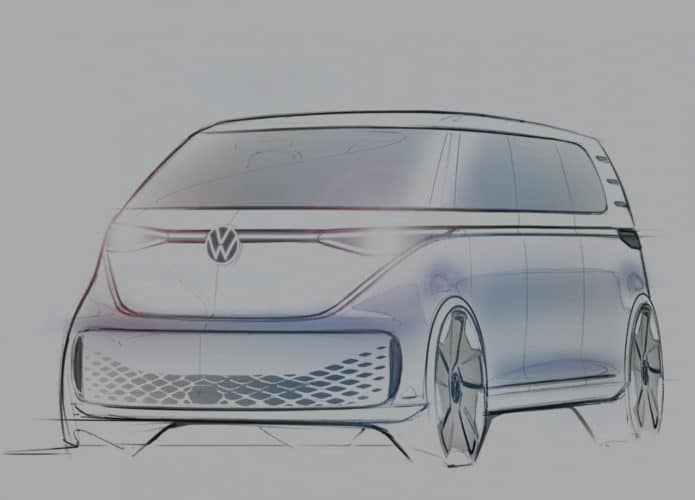 Desenho do teaser da Volkswagen de apresentação da ID. BUZZ