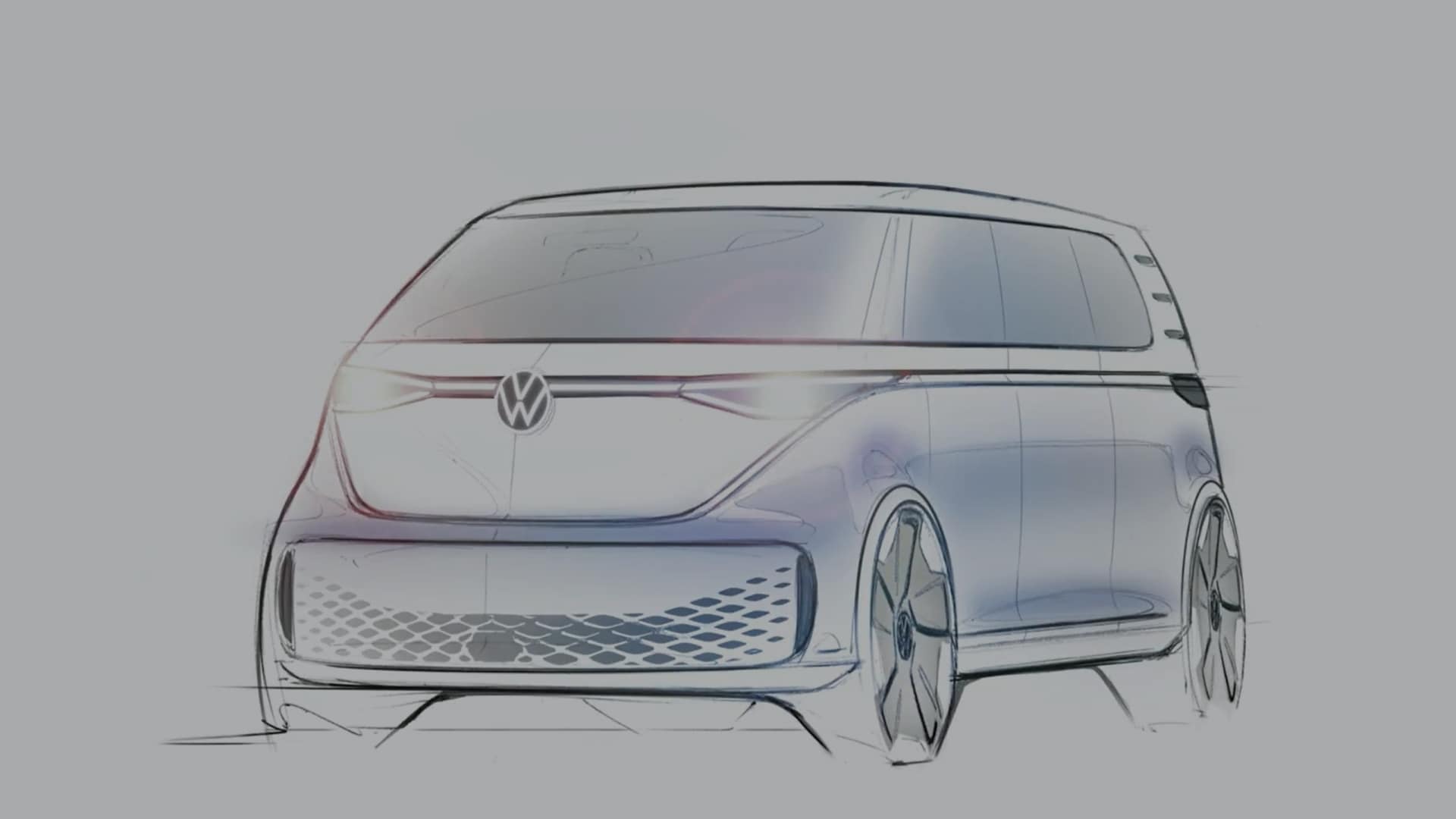 Desenho do teaser da Volkswagen de apresentação da ID. BUZZ