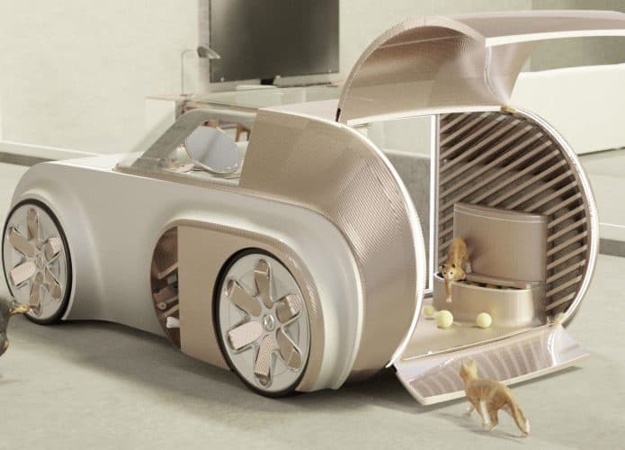 Conceito de carro elétrico e autônomo que os gatos iriam amar