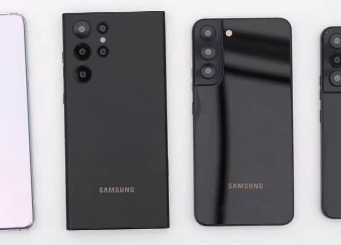 Supostos Galaxy S22 (Imagem: reprodução/Unbox Therapy)