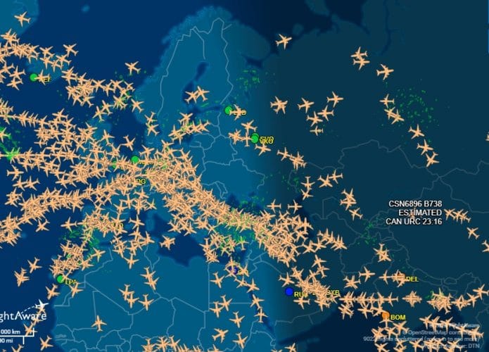 Espaço aéreo Rússia x Ucrânia