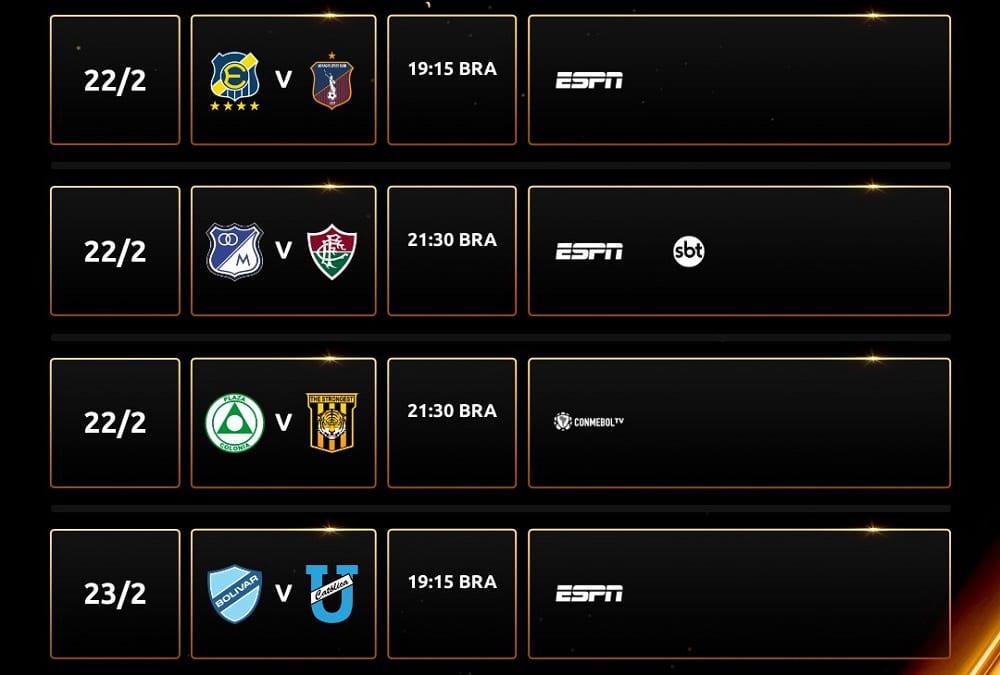 Jogos da segunda rodada da fase preliminar da Libertadores