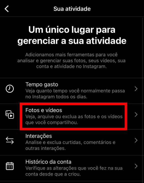 Apagar postagens no Instagram