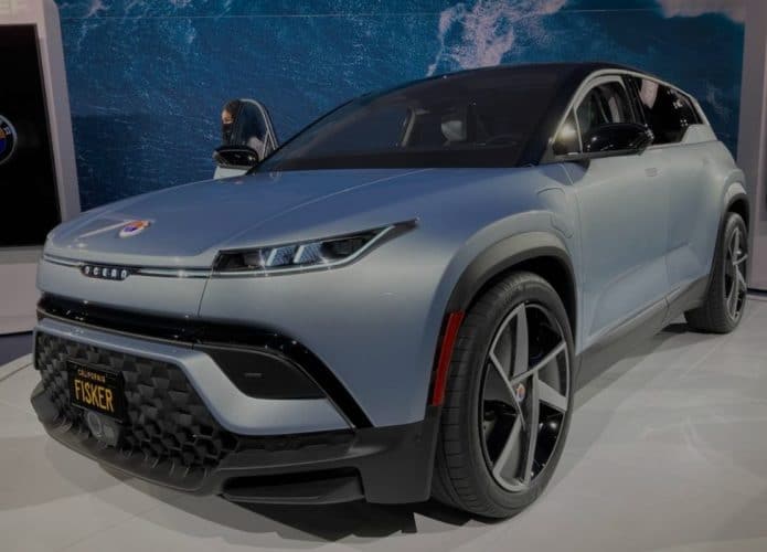 Frente do Fisker Ocean, SUV elétrico da montadora apresentado na MWC