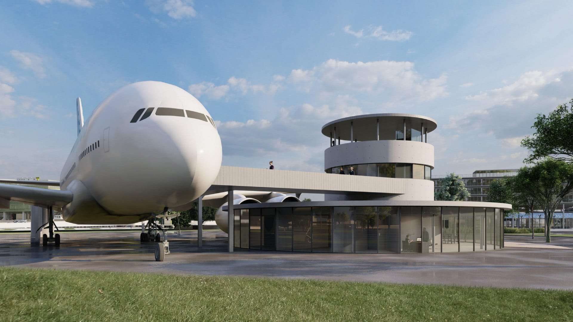 Ilustração do avião Airbus A380 transformado em hotel