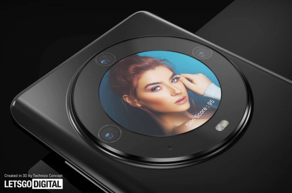 Renderização do celular Huawei com câmera 3D