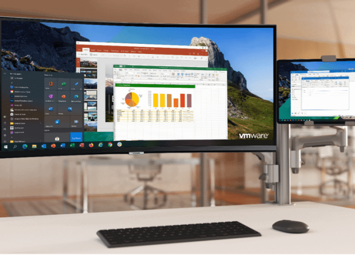 Samsung DeX com duas telas (Imagem: divulgação/VMware)