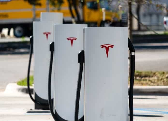 Posto de supercarregamento da Tesla em Austin, no Texas