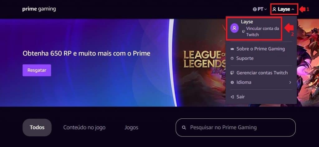 Como vincular Amazon Prime na Twitch