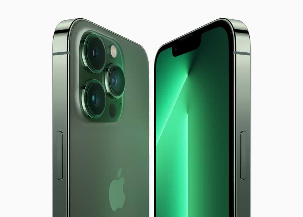 iPhone 13 Pro na cor verde-alpino
