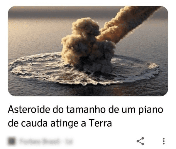Comparação do asteroide com um “piano de cauda” foi publicado em vários portais de todo o mundo