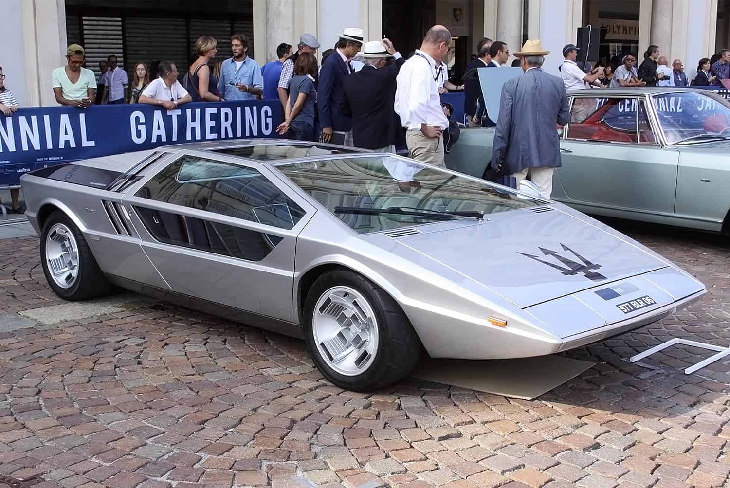 Completando 50 anos em 2022, Maserati Boomerang sendo exibido