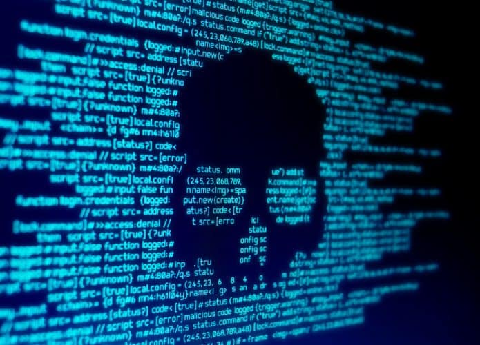 Imagem-conceito em alusão a malware na Ucrânia