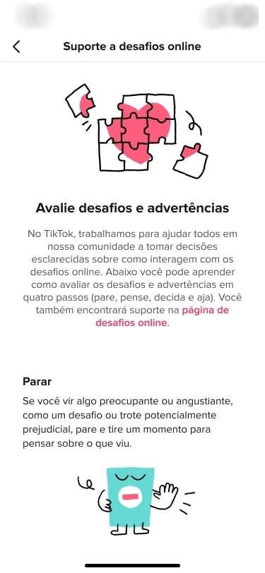 tik tok central de informações desafios e boatos