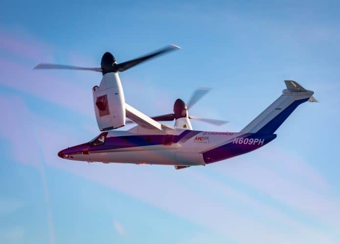 Aeronave tiltrotor civil AW609 da Leonardo