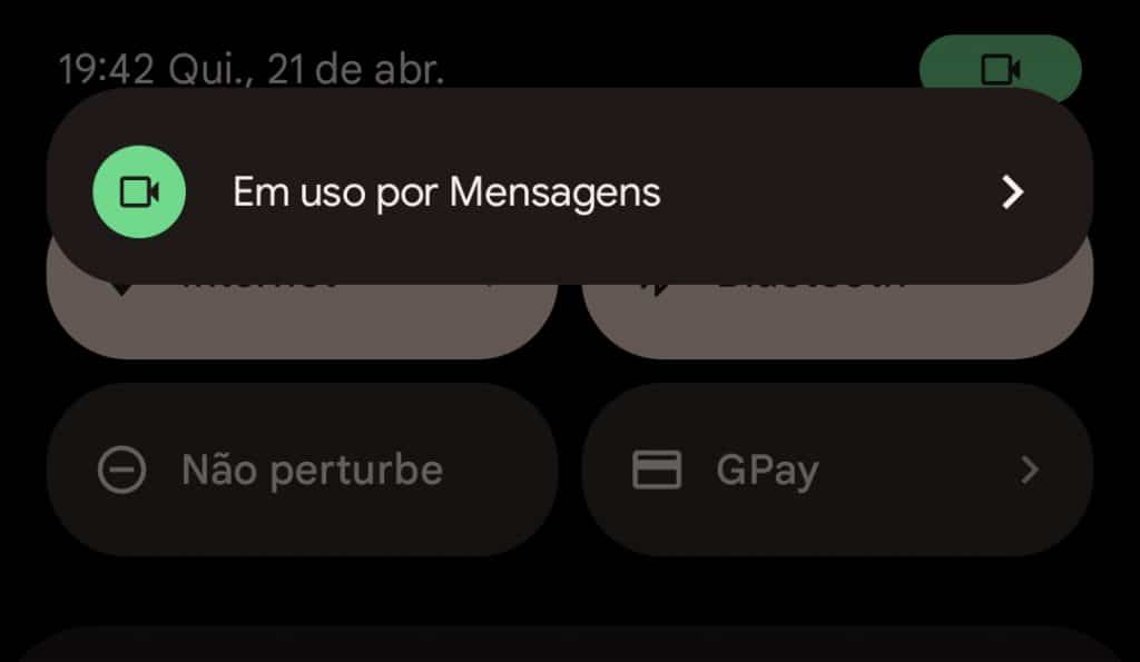 Acesso da câmera no app Mensagens (Imagem: reprodução)