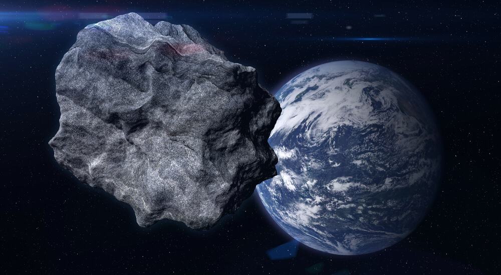 Ilustração de asteroide na direção da Terra