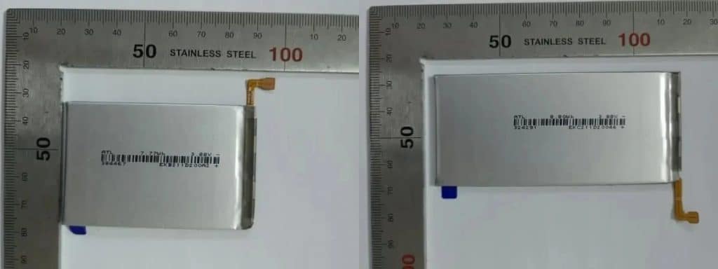 Supostas baterias do Galaxy Z Fold 4 (Imagem: reprodução/GalaxyClub)