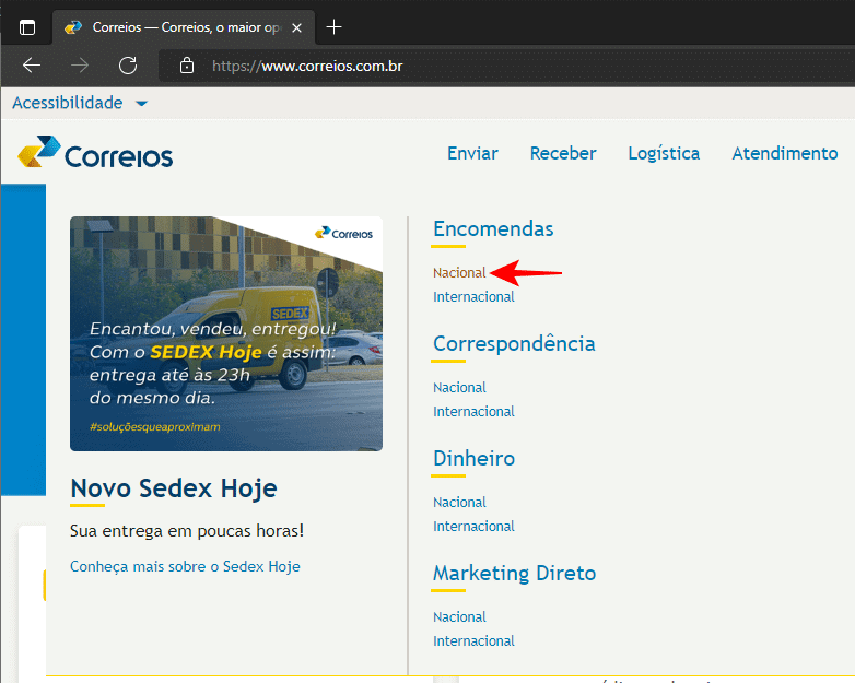 Como baixar a declaração de conteúdo dos Correios.