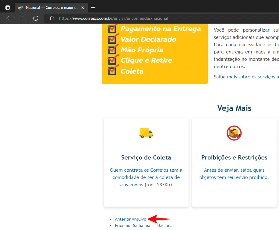 Como baixar a declaração de conteúdo dos Correios.