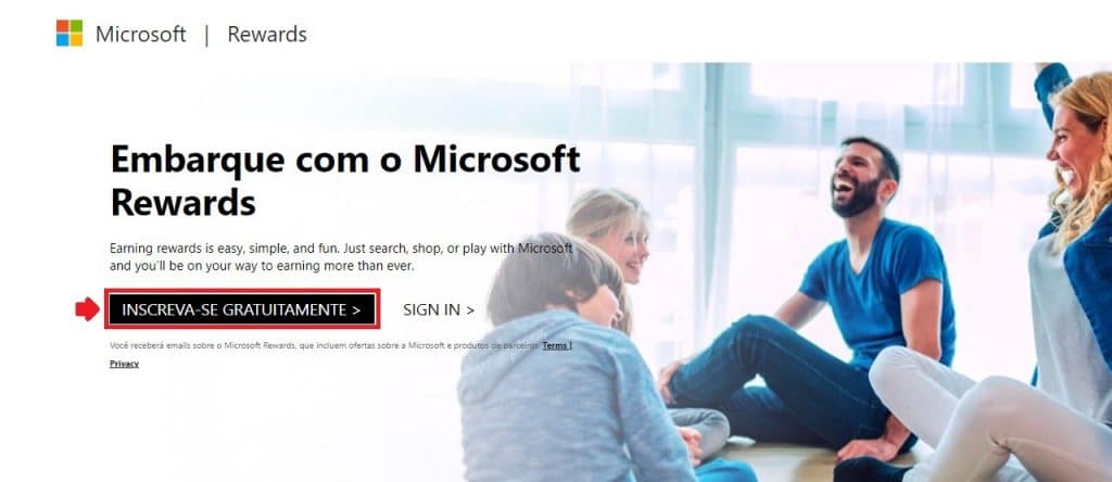 Como fazer login no Microsoft Rewards - Passo 1