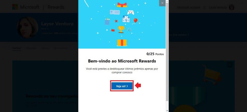 Como fazer login no Microsoft Rewards - Passo 2