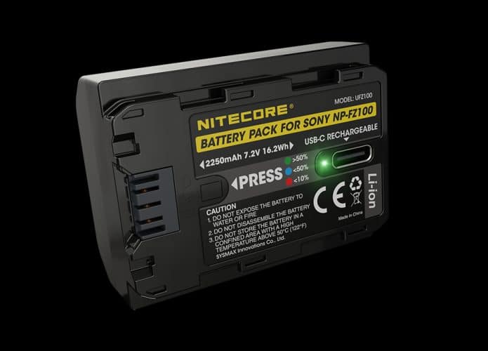 Bateria para câmeras Sony da Nitecore pode ser carregada com cabo USB-C