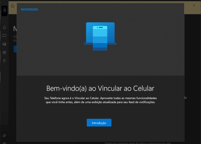 Novo app Vincular ao Celular (Imagem: reprodução)