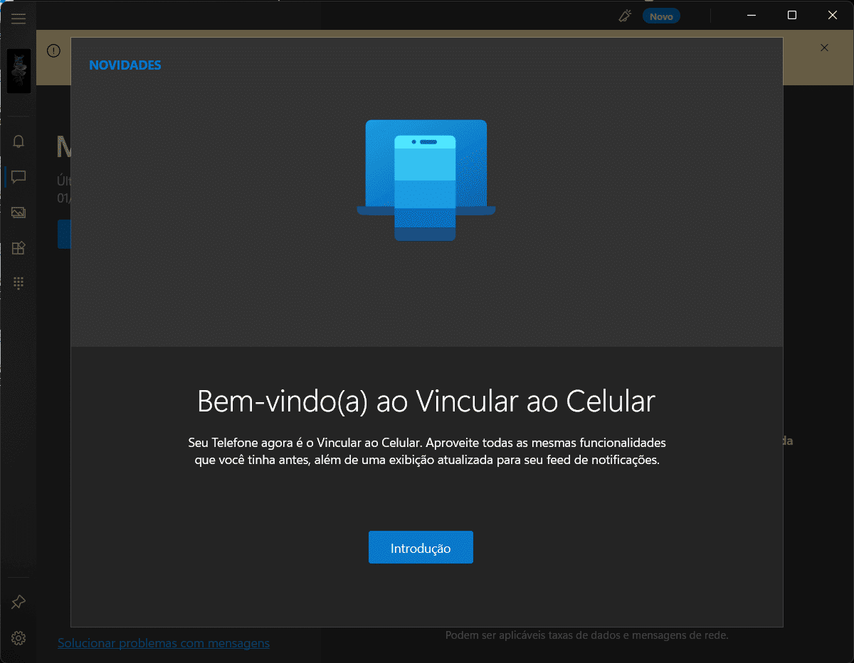 Novo app Vincular ao Celular (Imagem: reprodução)