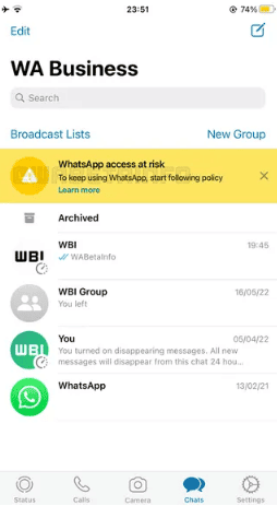 Atualização do WhatsApp Business