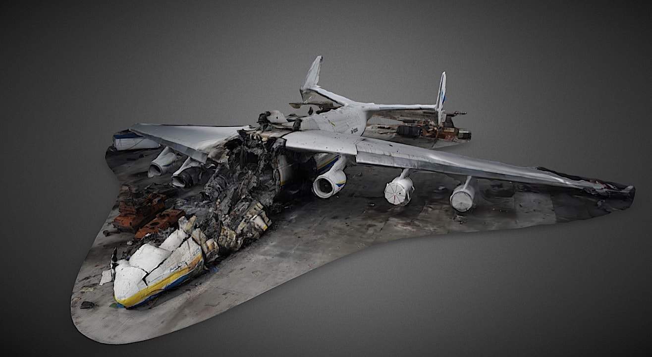 Veja em 3D a destruição causada ao maior avião do mundo, o An-225, na Guerra da Ucrânia