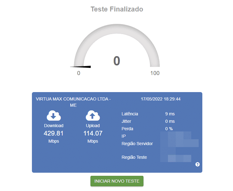 Faça testes de velocidade.