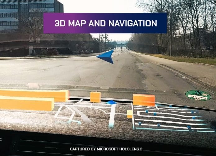 Head-up display com um HoloLens da Microsoft